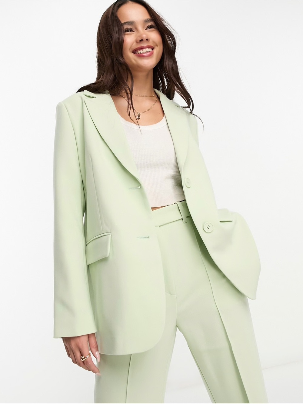 ASOS Pale Mint Tailored Single-Breasted Blazer
